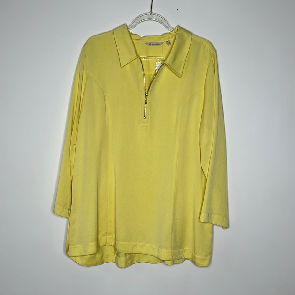 “NEW" Soft Surroundings Lyocell Zip Neck Tunic Top Sz XL